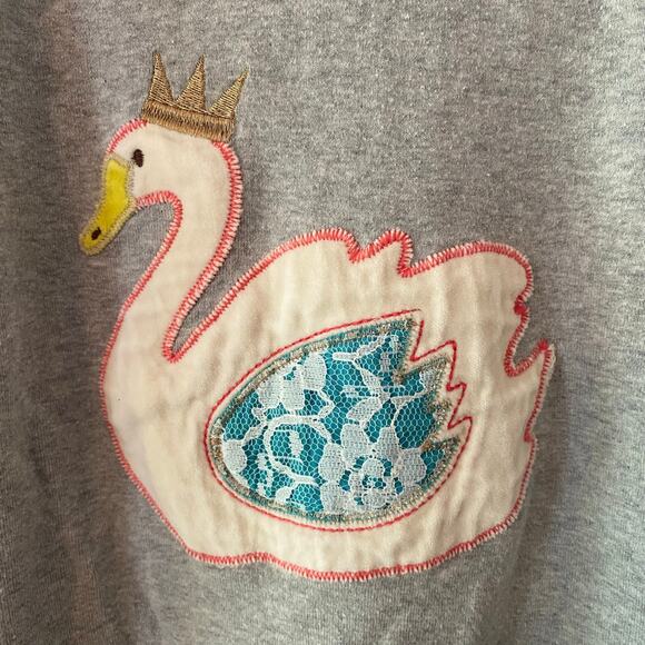 Mini Boden Girls 6-7 Years Gray Patchwork Swan Princess Long Sleeve Shirt Cotton - Picture 3 of 7